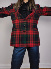 Load image into Gallery viewer, The Tartan Wool Red Green Blazer | Vintage wool blend jacket red green plaid check checkered pattern Italian S-M
