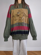 Load image into Gallery viewer, The Iceberg Lion King Sweater | Vintage 90s rare designer Iceberg x Lion King Oscar Hollywood cotton sweater pullover knitted jumper embroidery brown green red men unisex L-XL

