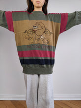 Load image into Gallery viewer, The Iceberg Lion King Sweater | Vintage 90s rare designer Iceberg x Lion King Oscar Hollywood cotton sweater pullover knitted jumper embroidery brown green red men unisex L-XL

