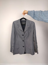 Load image into Gallery viewer, The Versus Versace Blazer Jacket | Vintage designer Versus by Gianni Versace white blue black stripe jacket preppy 34/48 S-M
