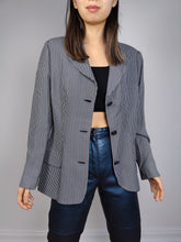 Load image into Gallery viewer, The Versus Versace Blazer Jacket | Vintage designer Versus by Gianni Versace white blue black stripe jacket preppy 34/48 S-M
