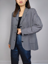 Load image into Gallery viewer, The Versus Versace Blazer Jacket | Vintage designer Versus by Gianni Versace white blue black stripe jacket preppy 34/48 S-M
