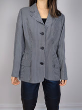 Load image into Gallery viewer, The Versus Versace Blazer Jacket | Vintage designer Versus by Gianni Versace white blue black stripe jacket preppy 34/48 S-M
