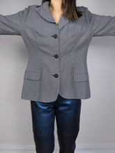 Load image into Gallery viewer, The Versus Versace Blazer Jacket | Vintage designer Versus by Gianni Versace white blue black stripe jacket preppy 34/48 S-M
