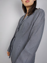 Load image into Gallery viewer, The Versus Versace Blazer Jacket | Vintage designer Versus by Gianni Versace white blue black stripe jacket preppy 34/48 S-M
