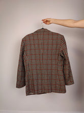 Load image into Gallery viewer, The Wool Chestnut Check Blazer | Vintage wool mix checkered pattern plaid brown red jacket Italian IT48 M
