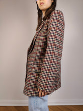 Load image into Gallery viewer, The Wool Chestnut Check Blazer | Vintage wool mix checkered pattern plaid brown red jacket Italian IT48 M
