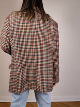 Load image into Gallery viewer, The Wool Chestnut Check Blazer | Vintage wool mix checkered pattern plaid brown red jacket Italian IT48 M
