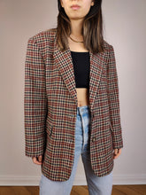 Load image into Gallery viewer, The Wool Chestnut Check Blazer | Vintage wool mix checkered pattern plaid brown red jacket Italian IT48 M
