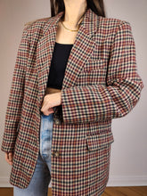 Load image into Gallery viewer, The Wool Chestnut Check Blazer | Vintage wool mix checkered pattern plaid brown red jacket Italian IT48 M
