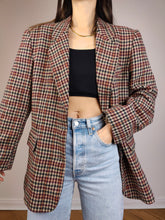 Load image into Gallery viewer, The Wool Chestnut Check Blazer | Vintage wool mix checkered pattern plaid brown red jacket Italian IT48 M
