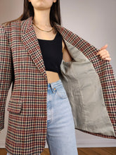 Load image into Gallery viewer, The Wool Chestnut Check Blazer | Vintage wool mix checkered pattern plaid brown red jacket Italian IT48 M
