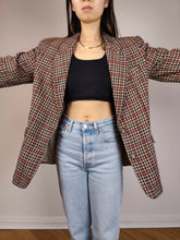 Load image into Gallery viewer, The Wool Chestnut Check Blazer | Vintage wool mix checkered pattern plaid brown red jacket Italian IT48 M
