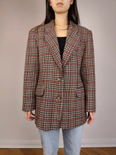 Load image into Gallery viewer, The Wool Chestnut Check Blazer | Vintage wool mix checkered pattern plaid brown red jacket Italian IT48 M

