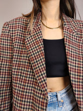 Load image into Gallery viewer, The Wool Chestnut Check Blazer | Vintage wool mix checkered pattern plaid brown red jacket Italian IT48 M
