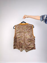 Load image into Gallery viewer, The Tan Leather Baroque Vest | Vintage brown orange baroque pattern quilted suede sleeveless waistcoat M
