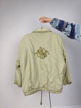 Load image into Gallery viewer, The Colmar Sage Green Bomber Jacket | Vintage Colmar embroidery floral flower light blouson summer spring women jacket L
