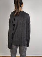Load image into Gallery viewer, The Armani Jeans Grey Sweater | Vintage designer Armani Jeans cotton mix knit knitted pullover jumper gray V-neck Italian unisex men women M-L
