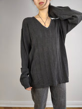 Load image into Gallery viewer, The Armani Jeans Grey Sweater | Vintage designer Armani Jeans cotton mix knit knitted pullover jumper gray V-neck Italian unisex men women M-L

