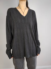 Load image into Gallery viewer, The Armani Jeans Grey Sweater | Vintage designer Armani Jeans cotton mix knit knitted pullover jumper gray V-neck Italian unisex men women M-L
