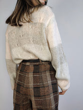 Load image into Gallery viewer, The Mohair Wool White Cardigan | Vintage Maglieria superkid mohair wool mix knit knitted jacket white cream pink stripe pattern M
