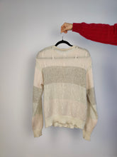 Load image into Gallery viewer, The Mohair Wool White Cardigan | Vintage Maglieria superkid mohair wool mix knit knitted jacket white cream pink stripe pattern M
