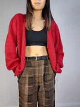 Load image into Gallery viewer, The Wool Lucky Red Cardigan | Vintage premium wool cable knit knitted sweater jacket S-M
