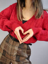 Load image into Gallery viewer, The Wool Lucky Red Cardigan | Vintage premium wool cable knit knitted sweater jacket S-M
