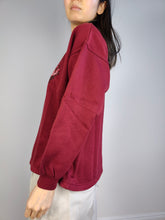 Load image into Gallery viewer, The Burgundy Sweatshirt | Vintage red flower embroidery sweater pullover S
