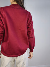 Load image into Gallery viewer, The Burgundy Sweatshirt | Vintage red flower embroidery sweater pullover S
