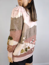 Load image into Gallery viewer, The Pink Merino Wool Cottage Core Cardigan | Vintage 100% pure merino wool cottagecore icelandic landscape embroidery knit farm pattern sheep M
