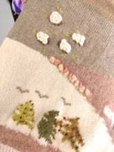 Load image into Gallery viewer, The Pink Merino Wool Cottage Core Cardigan | Vintage 100% pure merino wool cottagecore icelandic landscape embroidery knit farm pattern sheep M

