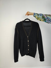 Load image into Gallery viewer, The Black Thick Cardigan Jacket | Vintage plain black knit knitted sweater jacket M
