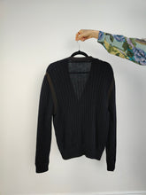 Load image into Gallery viewer, The Black Thick Cardigan Jacket | Vintage plain black knit knitted sweater jacket M
