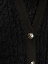 Load image into Gallery viewer, The Black Thick Cardigan Jacket | Vintage plain black knit knitted sweater jacket M
