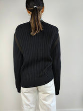 Load image into Gallery viewer, The Black Thick Cardigan Jacket | Vintage plain black knit knitted sweater jacket M
