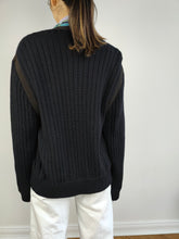 Load image into Gallery viewer, The Black Thick Cardigan Jacket | Vintage plain black knit knitted sweater jacket M
