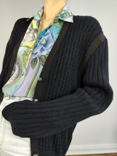 Load image into Gallery viewer, The Black Thick Cardigan Jacket | Vintage plain black knit knitted sweater jacket M
