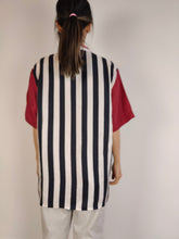 Load image into Gallery viewer, The Silk American Flag Shirt | Vintage Lady Rene stripe stripes stars embroidery print pattern short sleeve man woman unisex M-L
