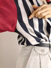 Load image into Gallery viewer, The Silk American Flag Shirt | Vintage Lady Rene stripe stripes stars embroidery print pattern short sleeve man woman unisex M-L
