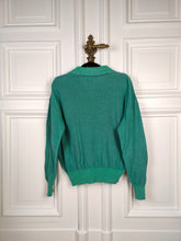 Load image into Gallery viewer, The JC De Castelbajac Iceberg Mint Polo | Vintage JC De Castelbajac Iceberg designer cotton knit sweater knitted jumper een knitted pullover green turquoise long sleeve 3 S

