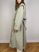 Load image into Gallery viewer, The Mint Green Vest Trench Coat | Vintage 3-in-1 vest jacket mid long spring summer waist tie pastel sage green M-L
