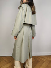 Load image into Gallery viewer, The Mint Green Vest Trench Coat | Vintage 3-in-1 vest jacket mid long spring summer waist tie pastel sage green M-L
