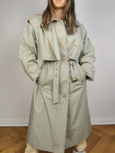 Load image into Gallery viewer, The Mint Green Vest Trench Coat | Vintage 3-in-1 vest jacket mid long spring summer waist tie pastel sage green M-L
