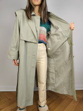 Load image into Gallery viewer, The Mint Green Vest Trench Coat | Vintage 3-in-1 vest jacket mid long spring summer waist tie pastel sage green M-L
