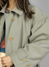 Load image into Gallery viewer, The Mint Green Vest Trench Coat | Vintage 3-in-1 vest jacket mid long spring summer waist tie pastel sage green M-L
