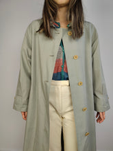 Load image into Gallery viewer, The Mint Green Vest Trench Coat | Vintage 3-in-1 vest jacket mid long spring summer waist tie pastel sage green M-L
