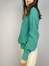 Load image into Gallery viewer, The JC De Castelbajac Iceberg Mint Polo | Vintage JC De Castelbajac Iceberg designer cotton knit sweater knitted jumper een knitted pullover green turquoise long sleeve 3 S
