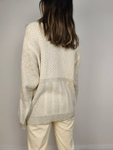 Load image into Gallery viewer, The Cream Crochet Peacock Pullover | Vintage cotton wool mix sweater jumper plain men women unisex beige off white ivory L
