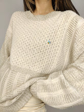 Load image into Gallery viewer, The Cream Crochet Peacock Pullover | Vintage cotton wool mix sweater jumper plain men women unisex beige off white ivory L
